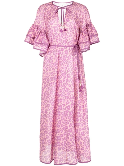 Shop Zimmermann Leopard-print Teddy Dress In Violett