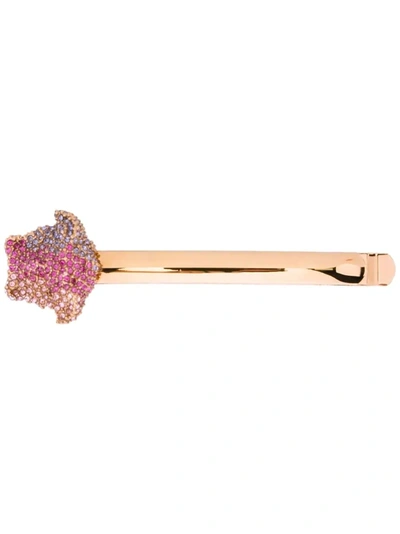 Shop Versace La Medusa Crystal-embellished Hair Clip In Gold
