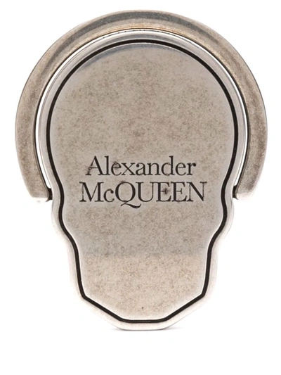 Shop Alexander Mcqueen Skull-shaped Phone Ring In Silver