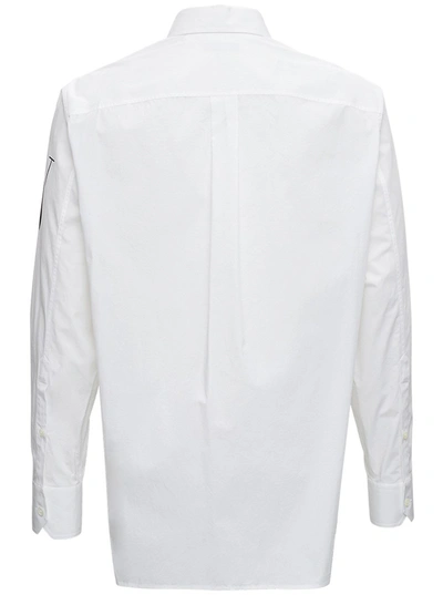 Shop Valentino Cotton Poplin Shirt With Logo Print In White