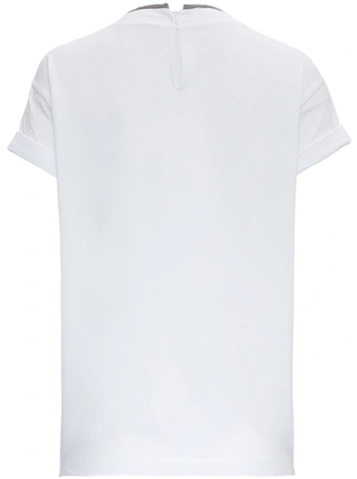 Shop Brunello Cucinelli Cotton T-shirt With  Monile Detail In White