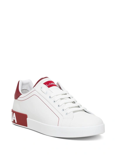 Shop Dolce E Gabbana Portofino White Leather Sneakers