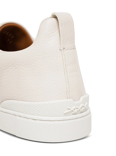 Shop Z Zegna Ivory Leather Sneakers In Black