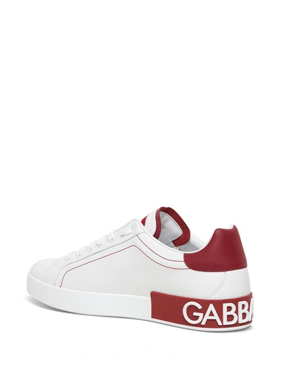 Shop Dolce E Gabbana Portofino White Leather Sneakers