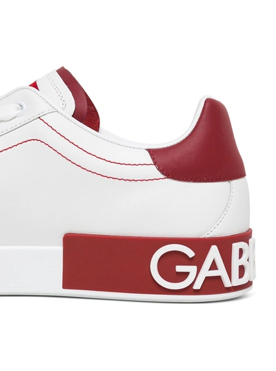 Shop Dolce E Gabbana Portofino White Leather Sneakers