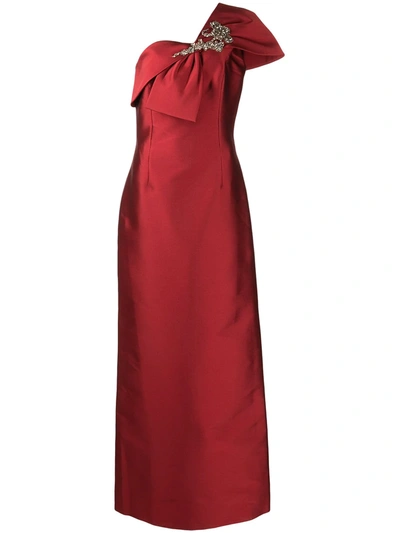 Shop Sachin & Babi Ines One-shoulder Gown In Rot