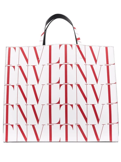 Shop Valentino Vltn Times Tote Bag In Weiss