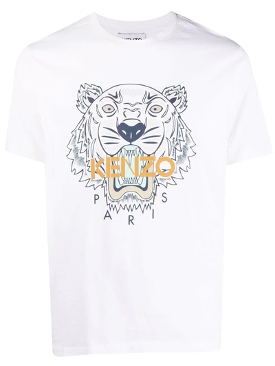 Shop Kenzo Tiger-motif Cotton T-shirt In Weiss