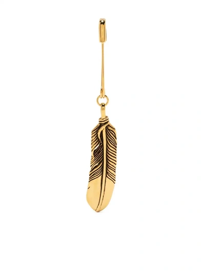 FEATHER-CHARM SAFETY-PIN EARRING