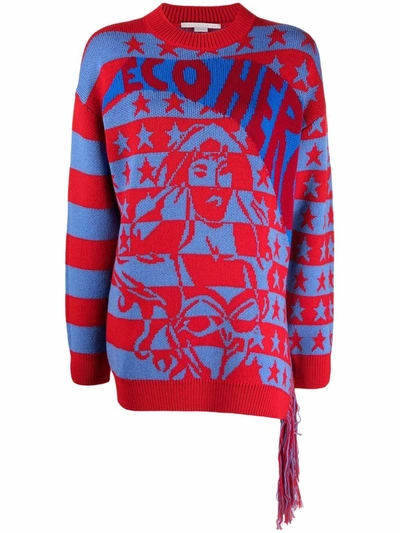 Stella Mccartney Eco Hero Intarsia Wool Knit Sweater In Schwarz