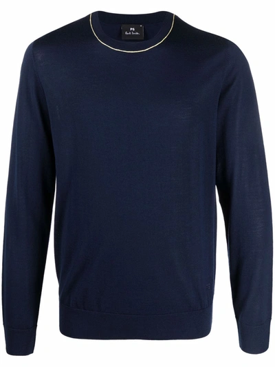 Shop Ps By Paul Smith Pullover Crewneck Jumper In Blau