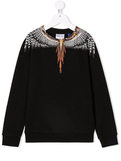 Marcelo Burlon County Of Milan Kids Black And Orange Grizzly Wings Sweatshirt In Black