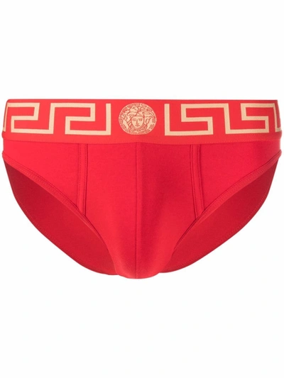 Shop Versace Medusa-motif Briefs In Red