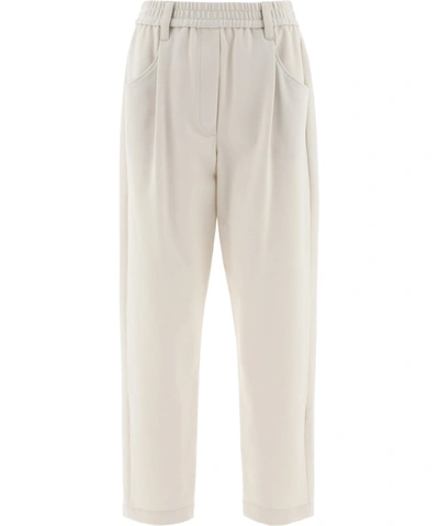 Shop Brunello Cucinelli Straight Leg Cropped Pants In White