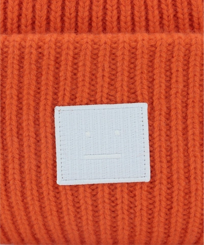 Shop Acne Studios "face Logo" Beanie In Orange