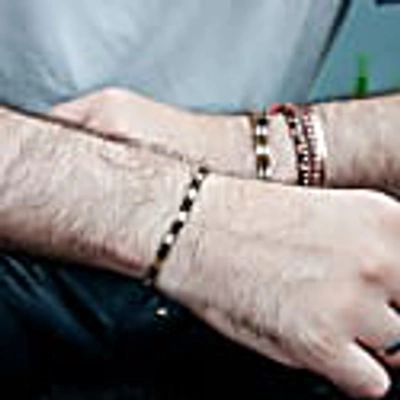 Harbour Uk Bracelets Hammered Gold & Knotted Brown Rope Bracelet For Men - Vik In Rope