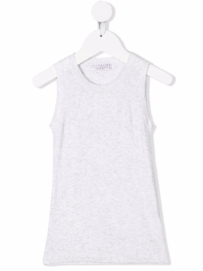 Shop Brunello Cucinelli Ribbed Tank Top In 灰色
