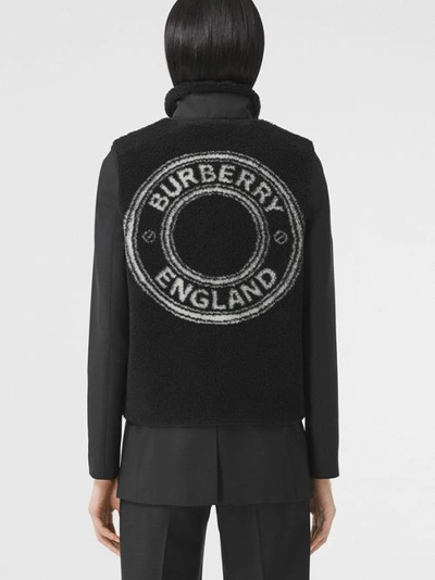 Shop Burberry Logo Graphic Fleece Jacquard Gilet In Black