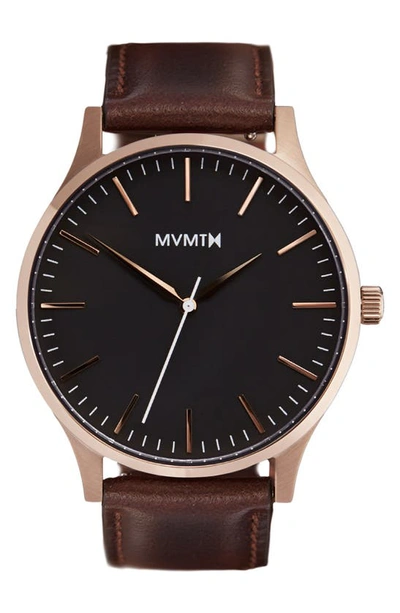 Shop Mvmt Leather Strap Watch, 40mm In Brown/ Rose Gold