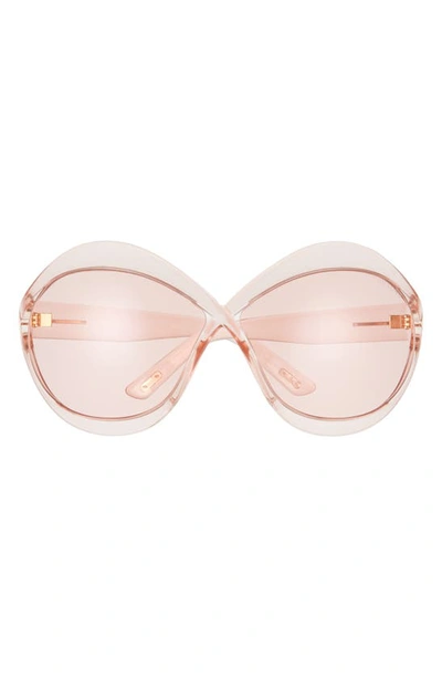 Tom Ford Carine 71mm Oversize Butterfly Sunglasses In Shiny Transparent  Pink / Pink | ModeSens