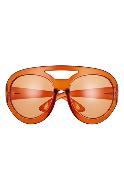 Tom Ford Serena 68mm Oversize Sunglasses In Shiny Transparent Amber |  ModeSens