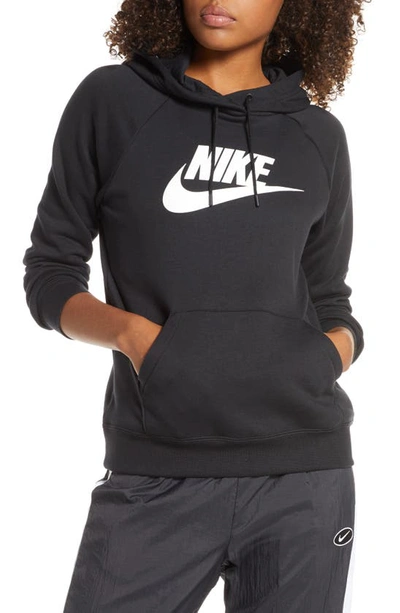 Shop Nike Sportswear Essential Pullover Hoodie In Black/ White