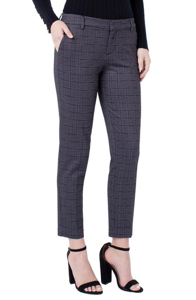 Shop Liverpool Kelsey Plaid Knit Trousers In Grey/ Red
