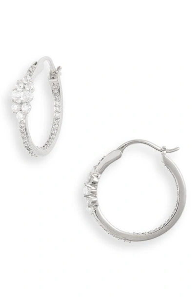 Shop Nadri Lavande Inside Out Hoop Earrings In Silver