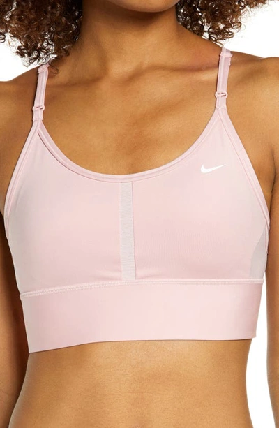 Shop Nike Dri-fit Indy Sports Bra In Pink Glaze/ White