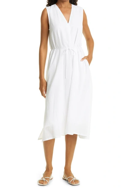 Shop Vince Lightweight Sleeveless Cotton Dress In Optic White