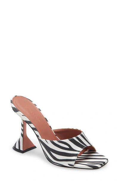 Shop Amina Muaddi Lupita Sandal In Print Satin Zebra