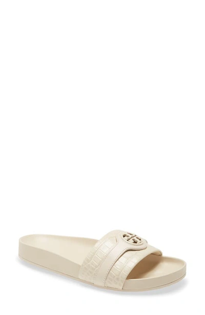 Tory Burch Carson Croc Embossed Anatomic Slide Sandal In New Cream |  ModeSens