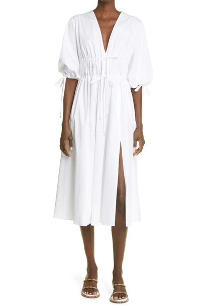 Shop Altuzarra Donrine Cotton Midi Dress In Optic White