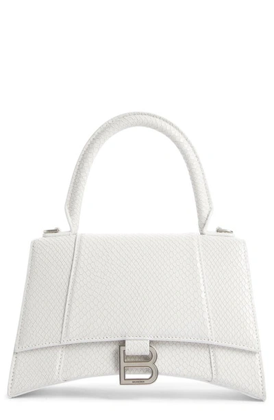 Shop Balenciaga Small Hourglass Python Embossed Leather Top Handle Bag In White