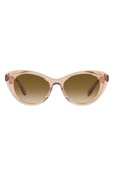 Shop Oliver Peoples Rishell 51mm Cat Eye Sunglasses In Blush / Gradient Brown