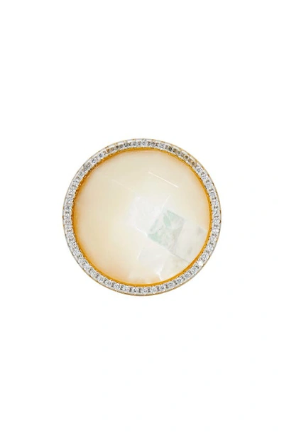 Shop Freida Rothman Mother-of Pearl Statement Ring In Mother Of Pearl/ Silver/ Gold