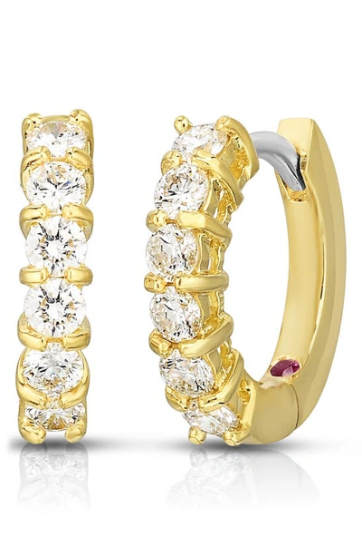 Shop Roberto Coin Perfect Diamond Hoop Earrings In Yellow Gold