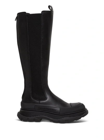 Shop Alexander Mcqueen Tread Slick Boots In Black Leather