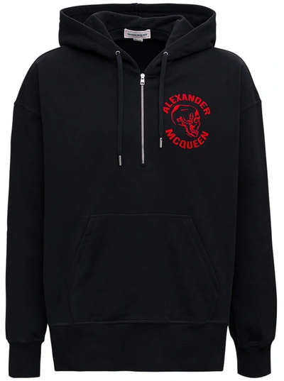 Shop Alexander Mcqueen Jersey Hoodie With Logo In Black