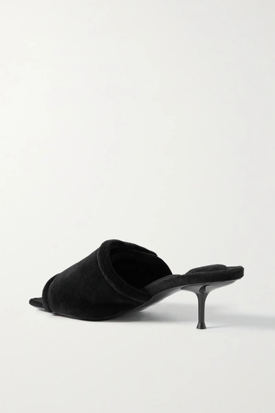 Shop Alexander Wang Jessie Crystal-embellished Velvet Mules In Black