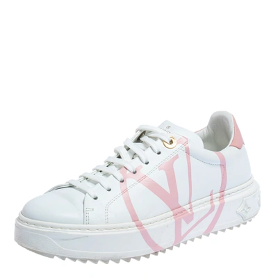 Louis Vuitton White Leather Logo Time Out Sneakers Size 36 at
