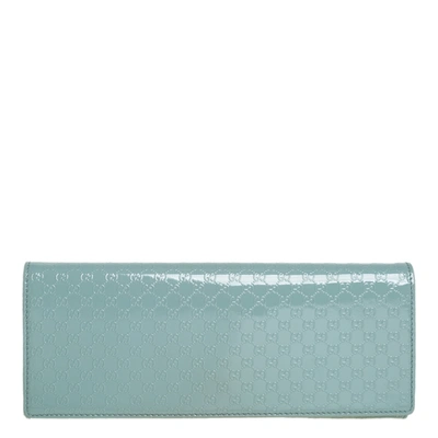 Pre-owned Gucci Mint Green Microssima Patent Leather Broadway Evening Clutch