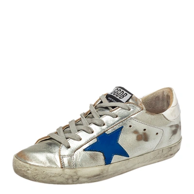Pre-owned Golden Goose White Patent And Leather Superstar Sneakers Size 35 In Silver