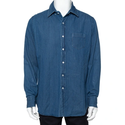 Pre-owned Tom Ford Blue Lightweight Denim Button Front Shirt Xxl