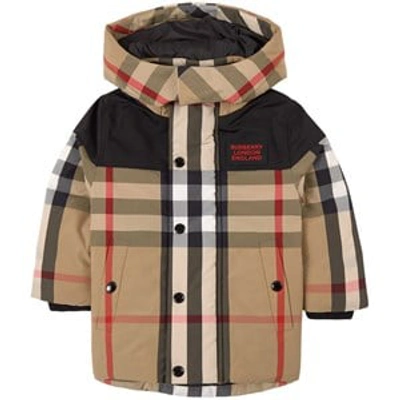 Shop Burberry Beige Crissy Checked Puffer Jacket