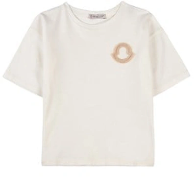 Shop Moncler Off-white Logo T-shirt