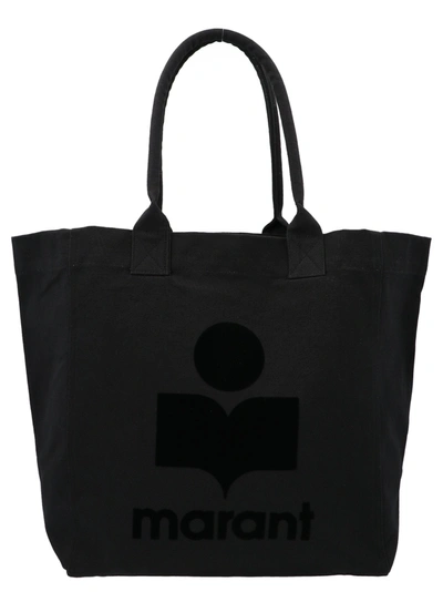 Shop Isabel Marant Yenky Logo Flocked Tote Bag In Black