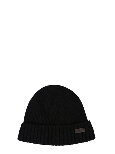 Shop Barbour Logo Patch Knit Beanie In Black