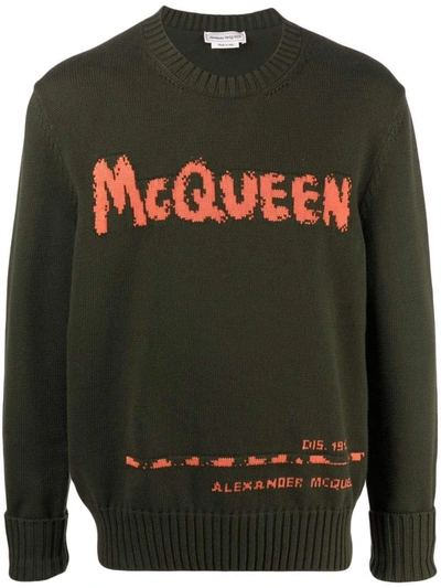 Shop Alexander Mcqueen Sweaters In Kaki