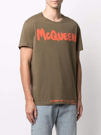Shop Alexander Mcqueen T-shirts And Polos In Kaki